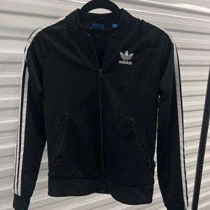 adidas Black Track Jacket with White Three-Stripes